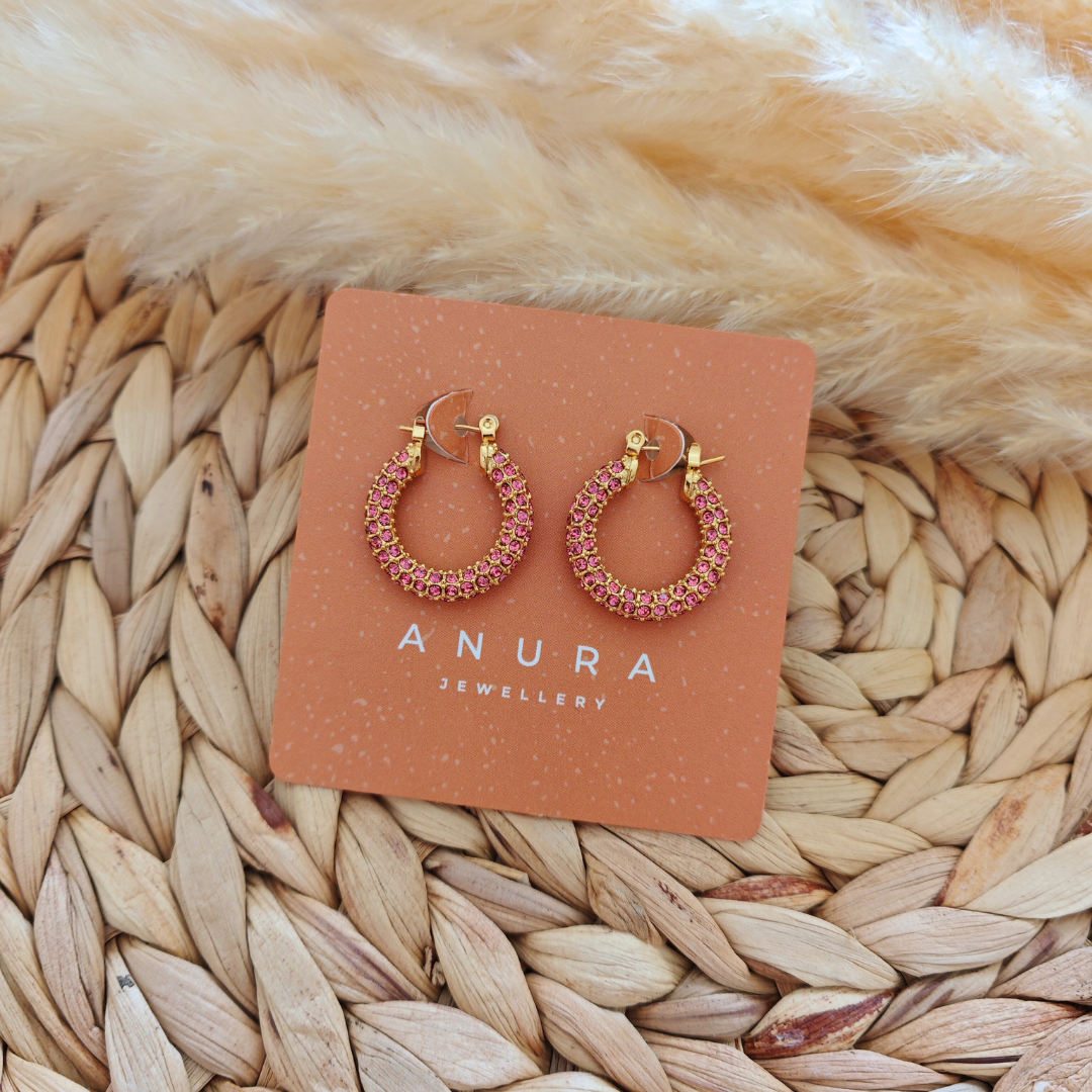 Rose Bling Hoops