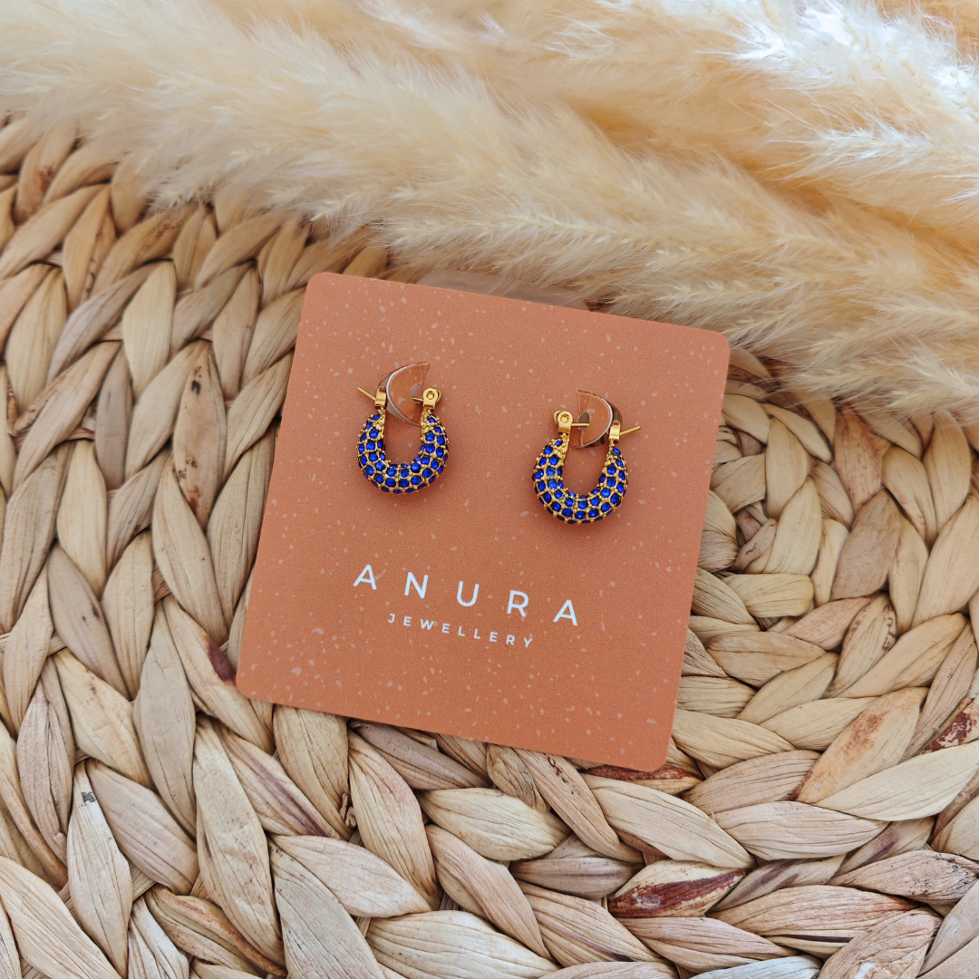 Mini Blue Bling Hoops