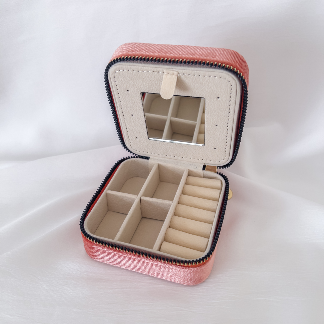 Coral Jewellery Box with Mirror