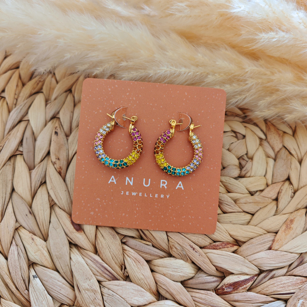 Colourful Bling Hoops