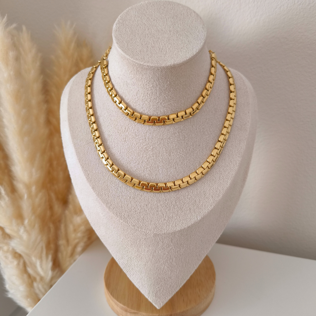 Flat S-Chain Necklace + Bracelet Set