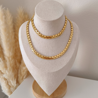 Flat S-Chain Necklace + Bracelet Set