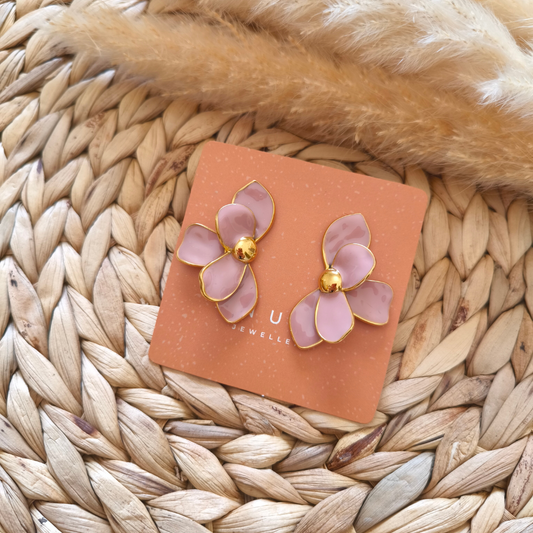 Pink Flower Studs