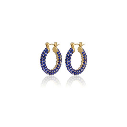 Blue Bling Hoops