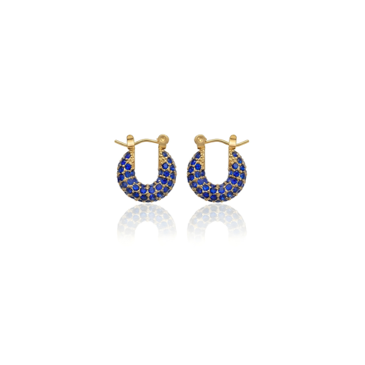 Mini Blue Bling Hoops
