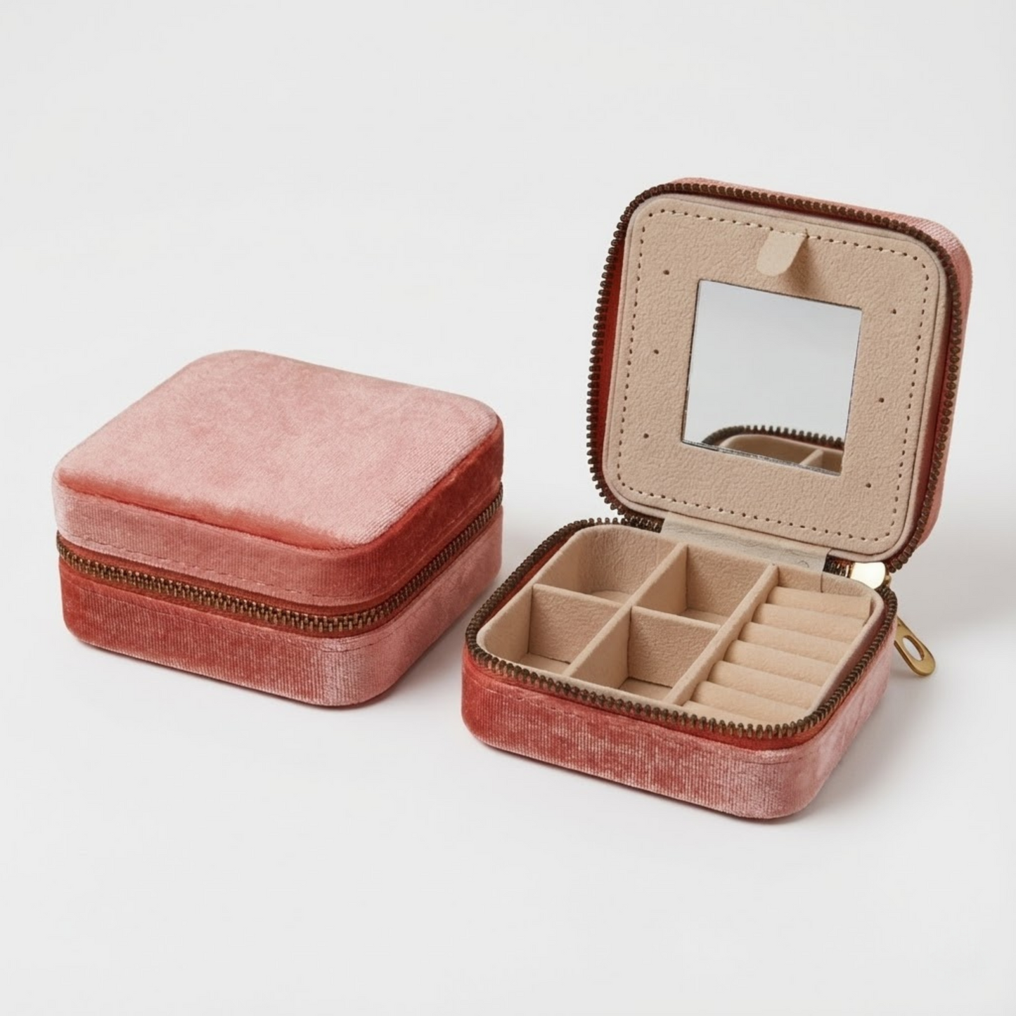 Coral Jewellery Box with Mirror