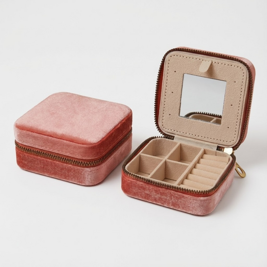 Coral Jewellery Box with Mirror