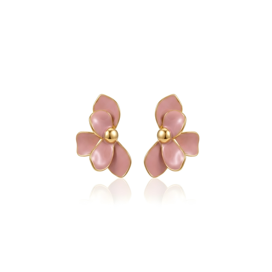 Large Pink Flower Studs