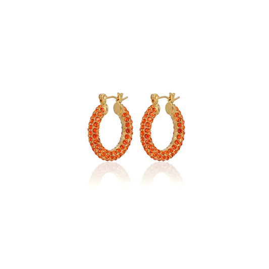 Orange Bling Hoops